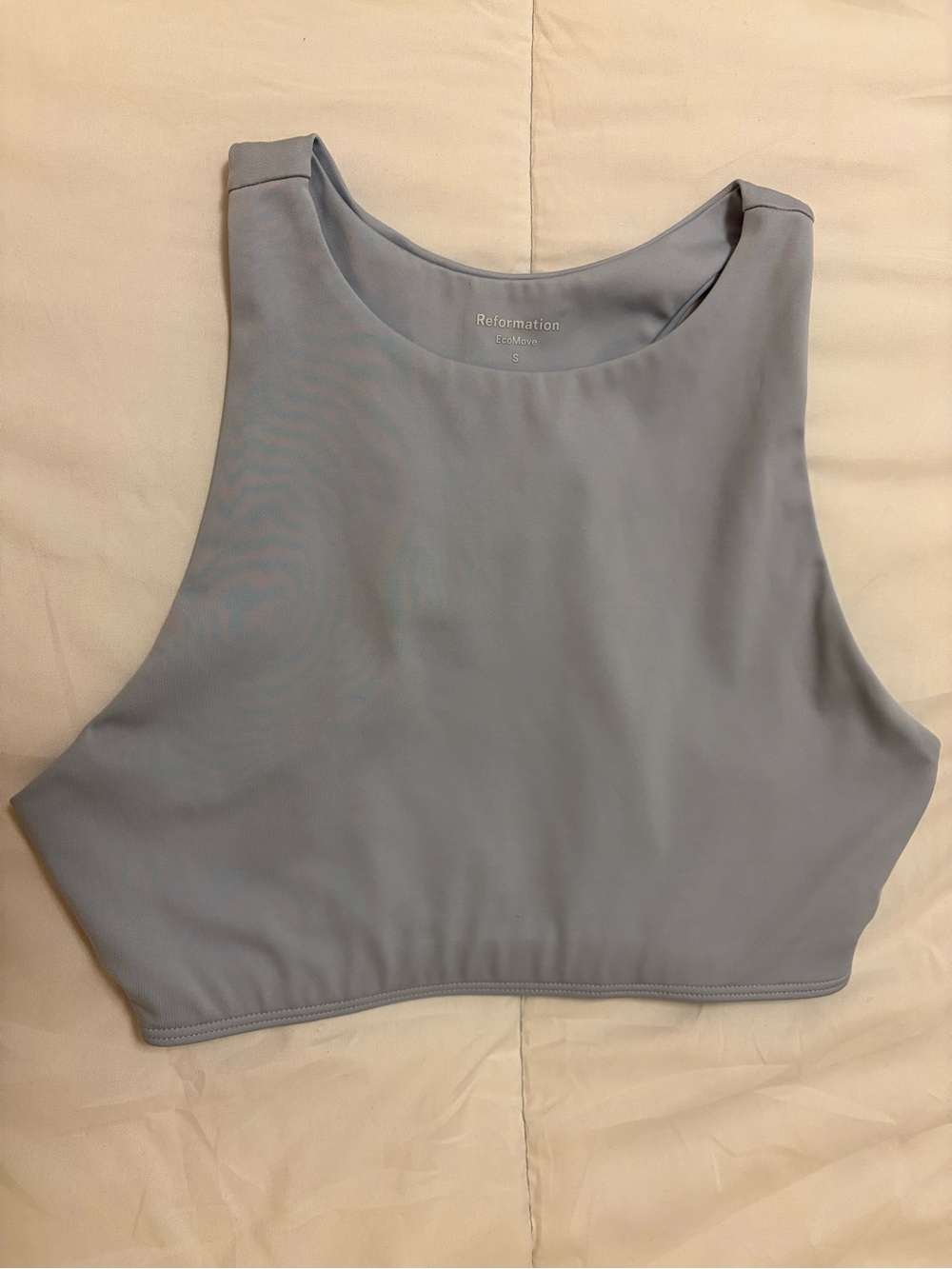 Reformation Dusty Blue High Neck Crop Bralette
